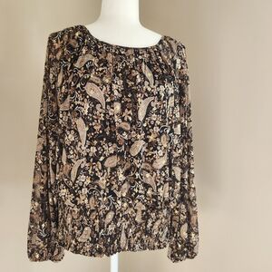 Harper Black and Cream Paisley Blouse